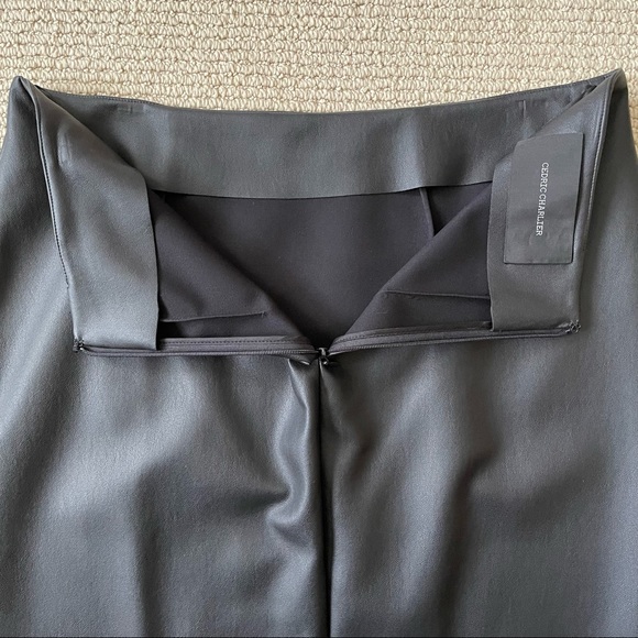 CEDRIC CHARLIER Faux Leather Pencil Skirt Black Size 8 - Picture 8 of 12